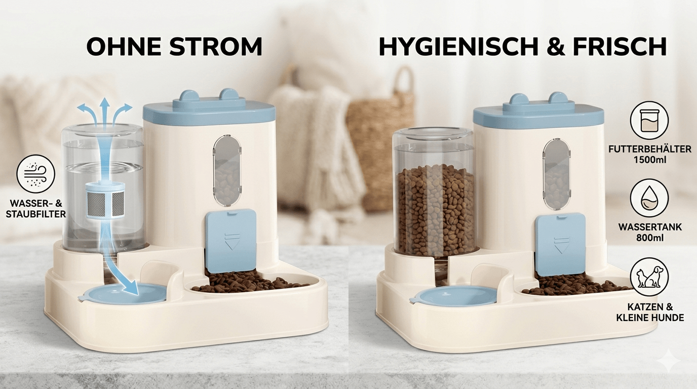 2 - in - 1 Automatischer Fressnapf & Wasserspender für Hunde & Katzen - PfotenEshop