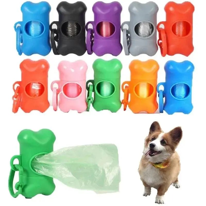Hunde Kotbeutelspender inkl. 15 Beutel – Praktische Halterung für Leine & Gürtel – Knochen - Design - PfotenEshop