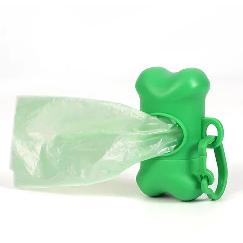 Hunde Kotbeutelspender inkl. 15 Beutel – Praktische Halterung für Leine & Gürtel – Knochen - Design - PfotenEshop
