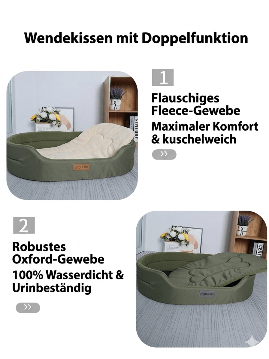 Premium Vier - Jahreszeiten Hundebett "Classic Comfort" – Robust & Bissfest - PfotenEshop